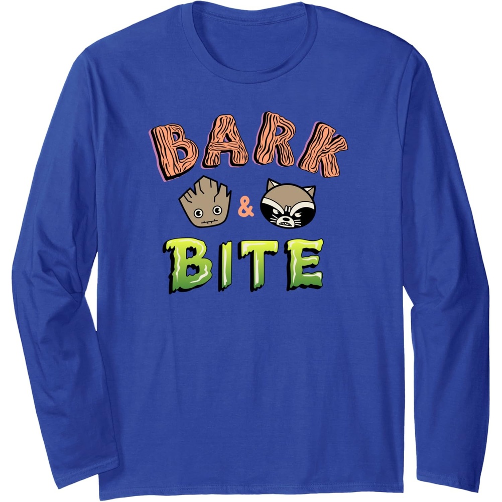 image:imageAmazon Essentials Guardians of the Galaxy Groot and Rocket Bark and Bite Long Sleeve TShirtRoyal Blue
