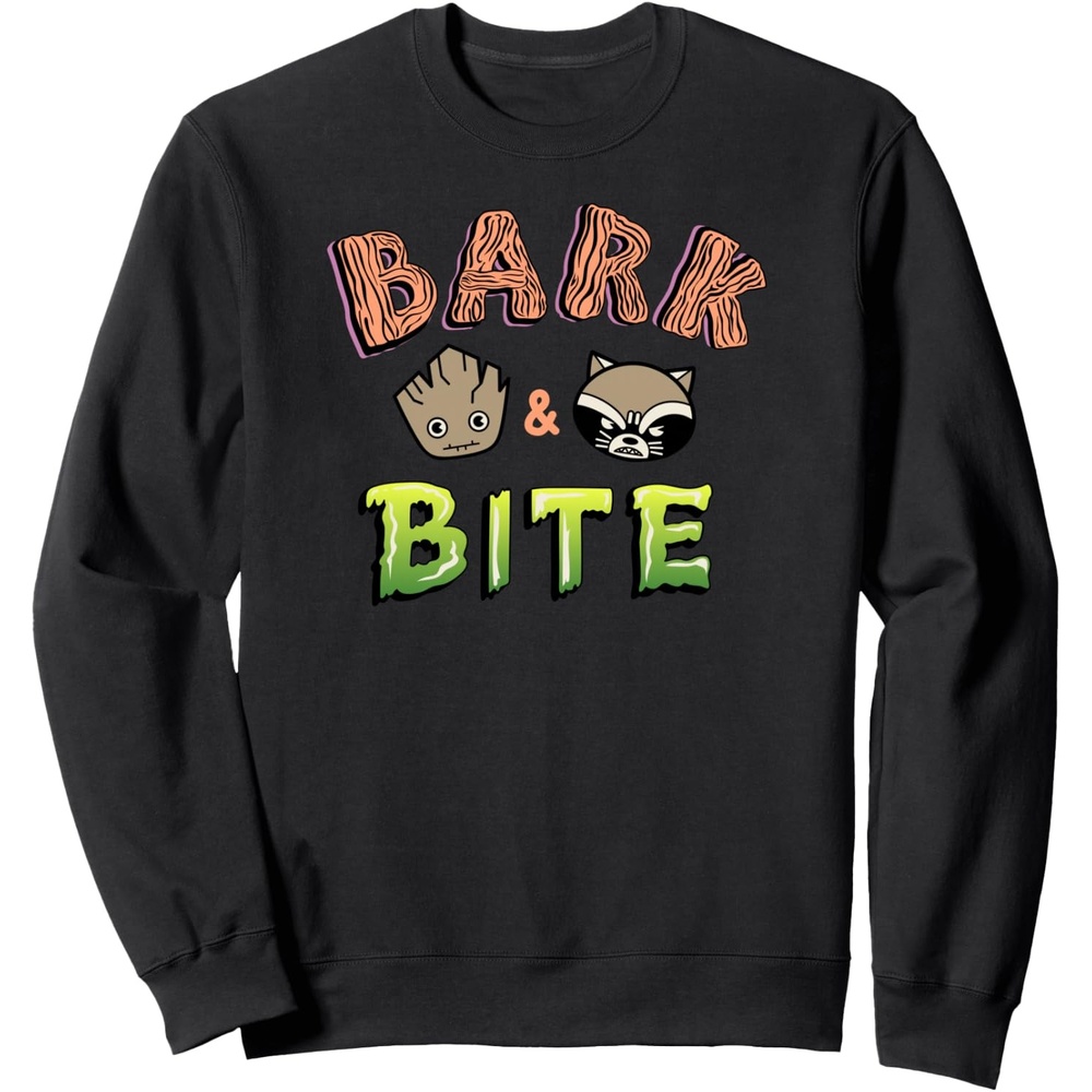 image:imageAmazon Essentials Guardians of the Galaxy Groot and Rocket Bark and Bite SweatshirtBlack