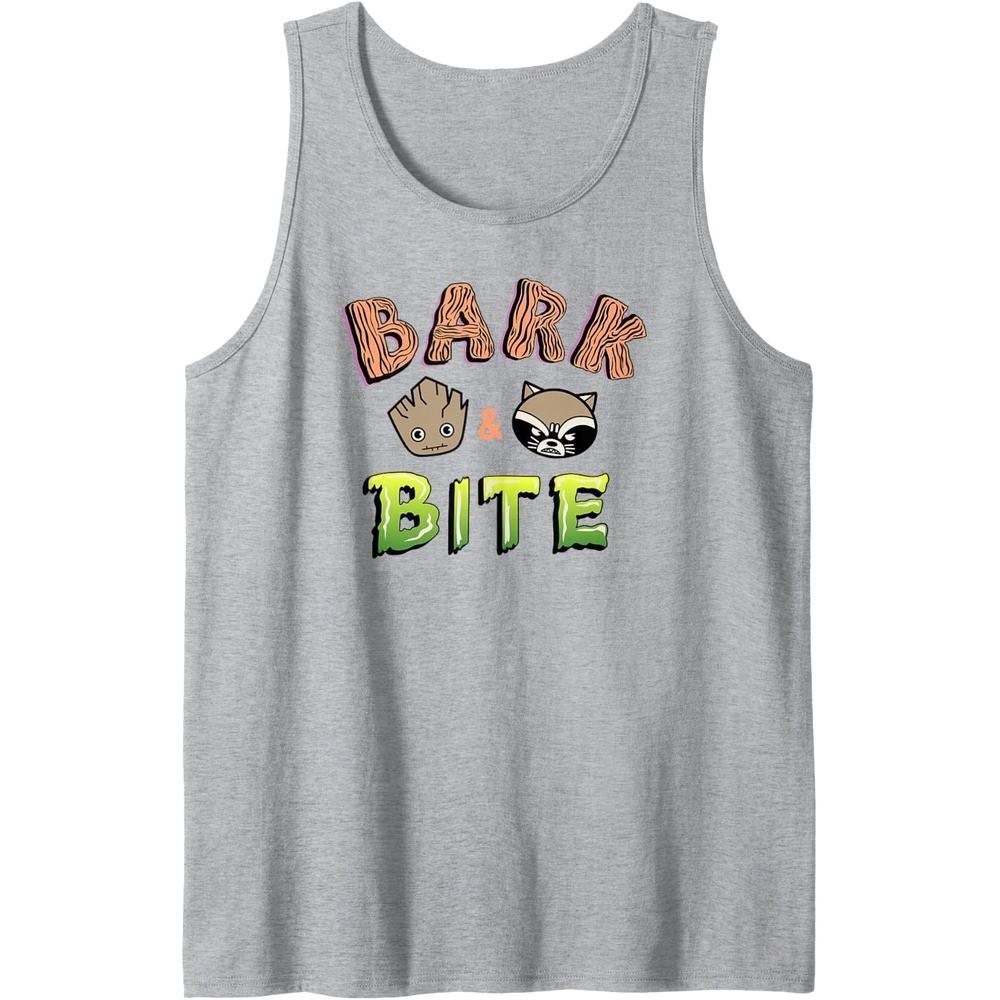 image:imageAmazon Essentials Guardians of the Galaxy Groot and Rocket Bark and Bite Tank TopHeather Grey