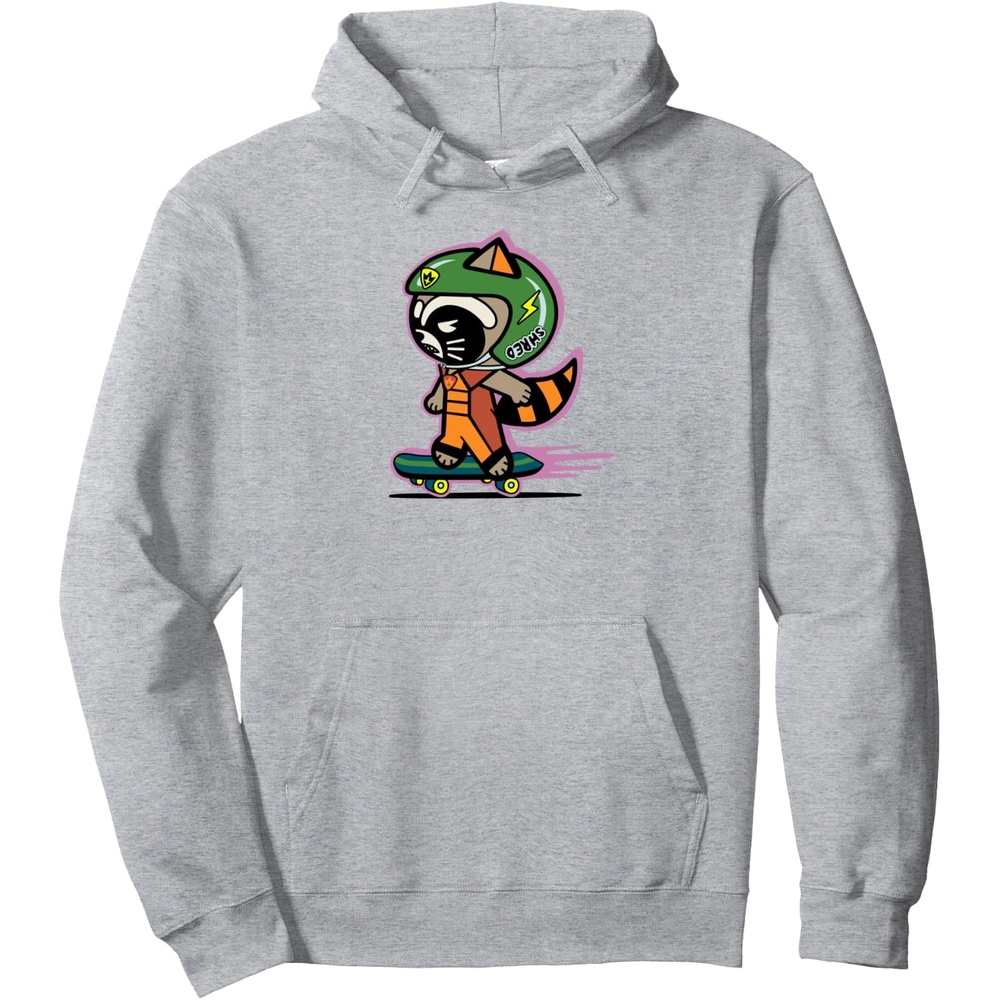 image:imageAmazon Essentials Guardians of the Galaxy Skateboarding Rocket Pullover HoodieHeather Grey