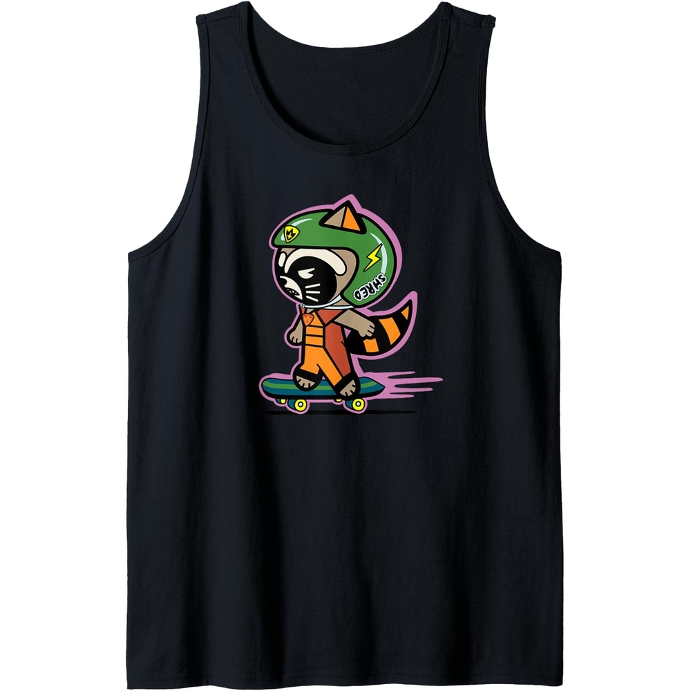 image:imageAmazon Essentials Guardians of the Galaxy Skateboarding Rocket Tank TopBlack