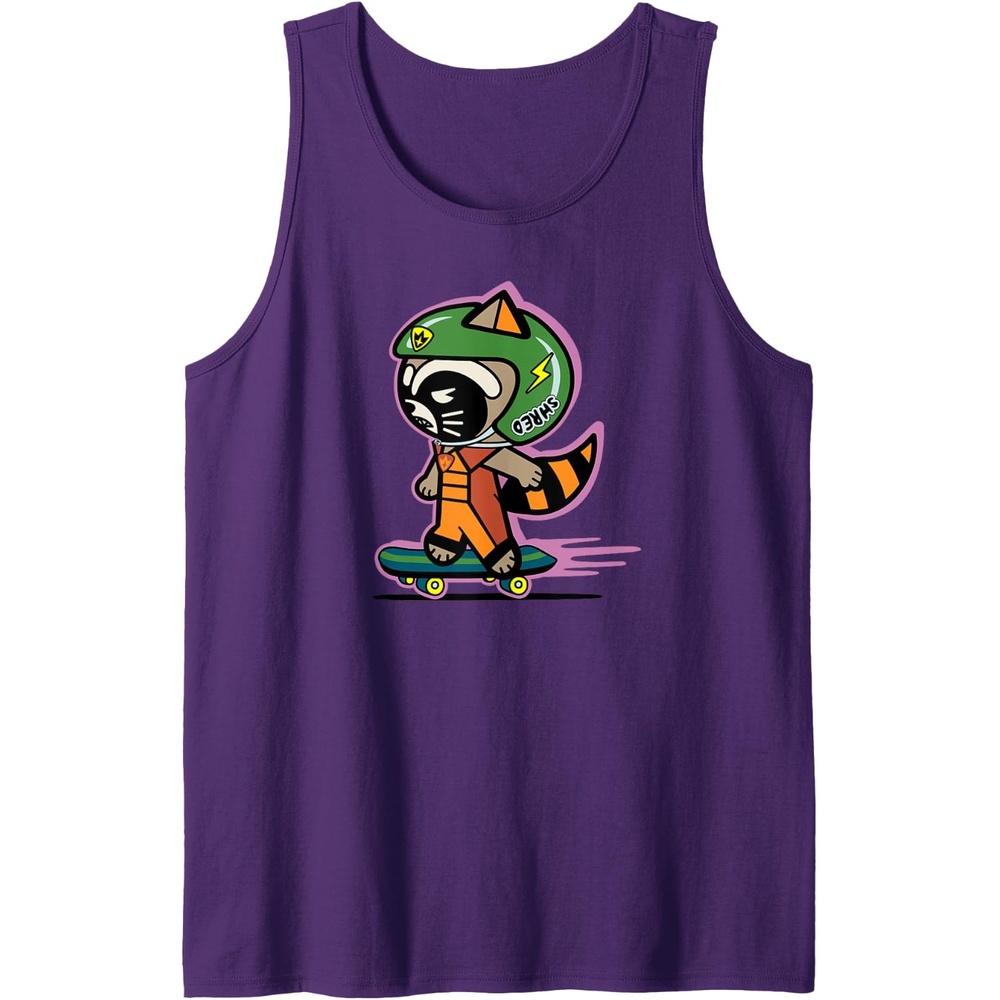 image:imageAmazon Essentials Guardians of the Galaxy Skateboarding Rocket Tank TopPurple