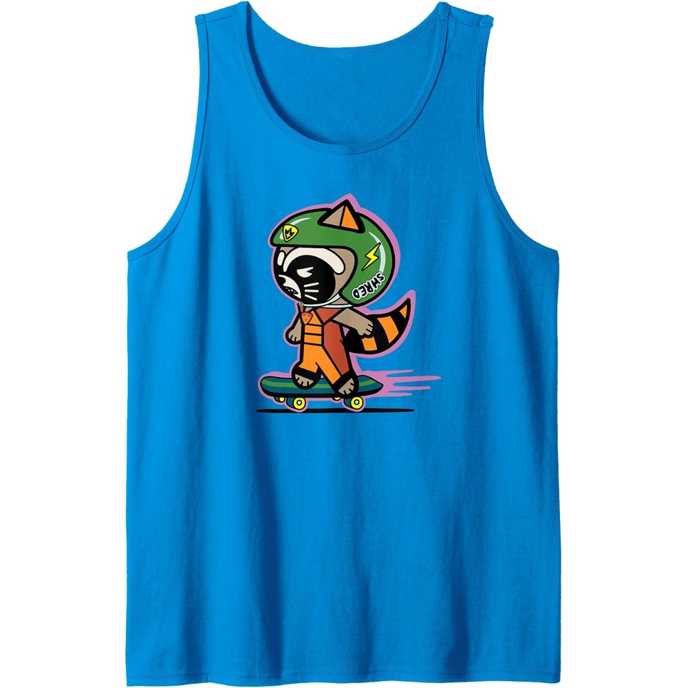 image:imageAmazon Essentials Guardians of the Galaxy Skateboarding Rocket Tank TopSapphire Blue