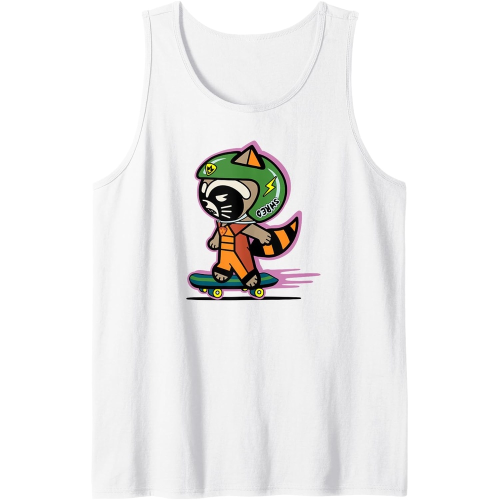 image:imageAmazon Essentials Guardians of the Galaxy Skateboarding Rocket Tank TopWhite