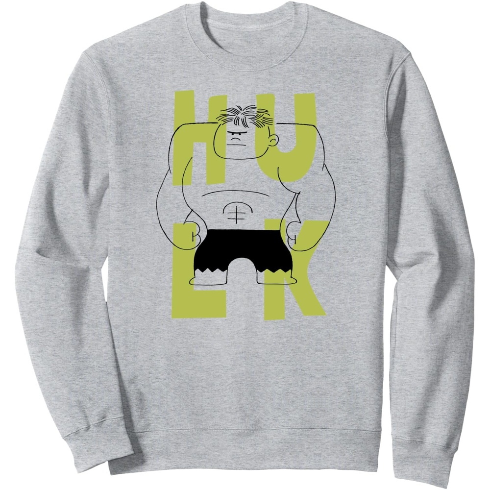 image:imageAmazon Essentials Marvel Avengers Cartoon Hulk Drawing SweatshirtHeather Grey