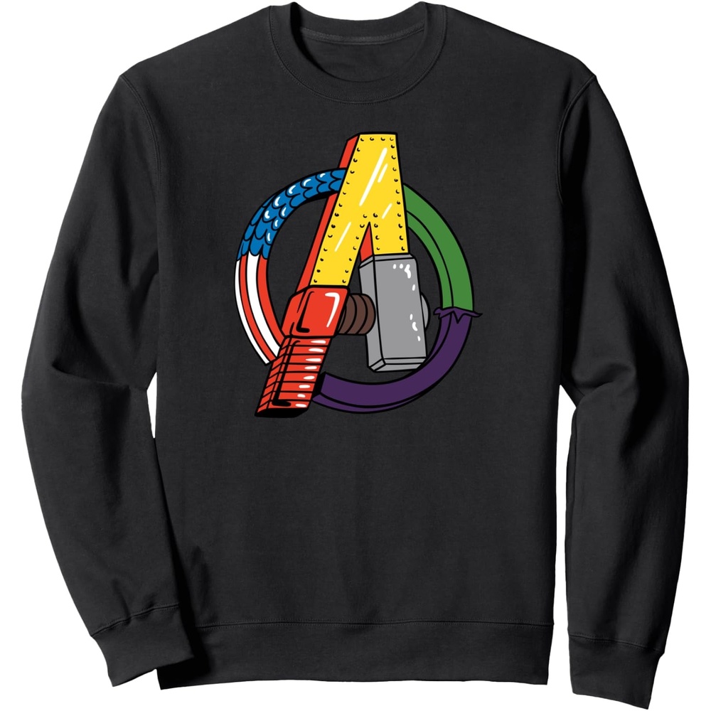 image:imageAmazon Essentials Marvel Avengers Multi Hero Logo Collage SweatshirtBlack