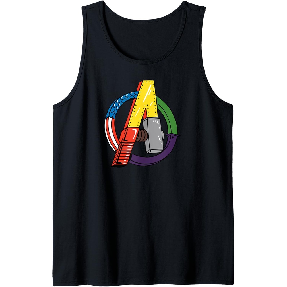image:imageAmazon Essentials Marvel Avengers Multi Hero Logo Collage Tank TopBlack
