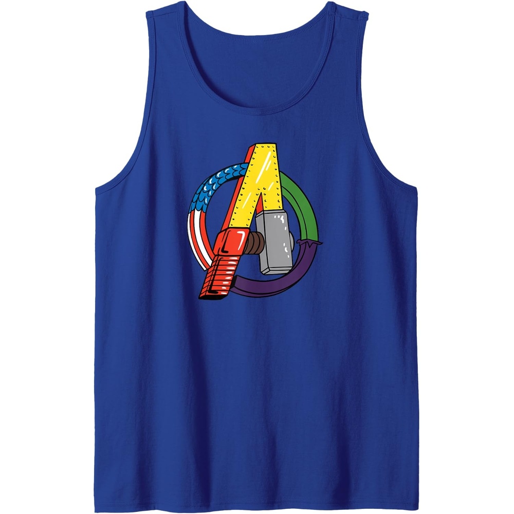 image:imageAmazon Essentials Marvel Avengers Multi Hero Logo Collage Tank TopRoyal Blue