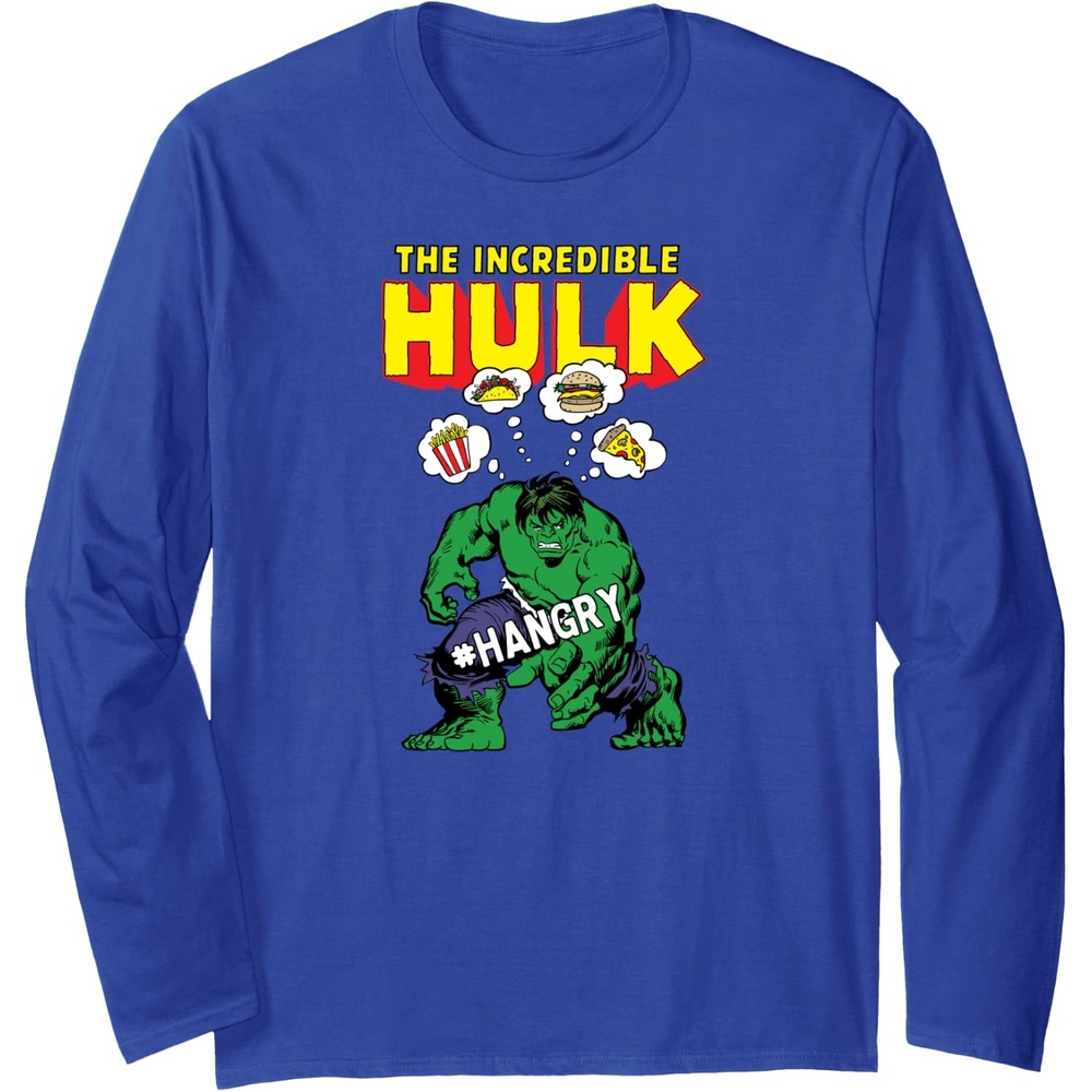 image:imageAmazon Essentials Marvel Avengers The Incredible Hulk Hangry Long Sleeve TShirtRoyal Blue