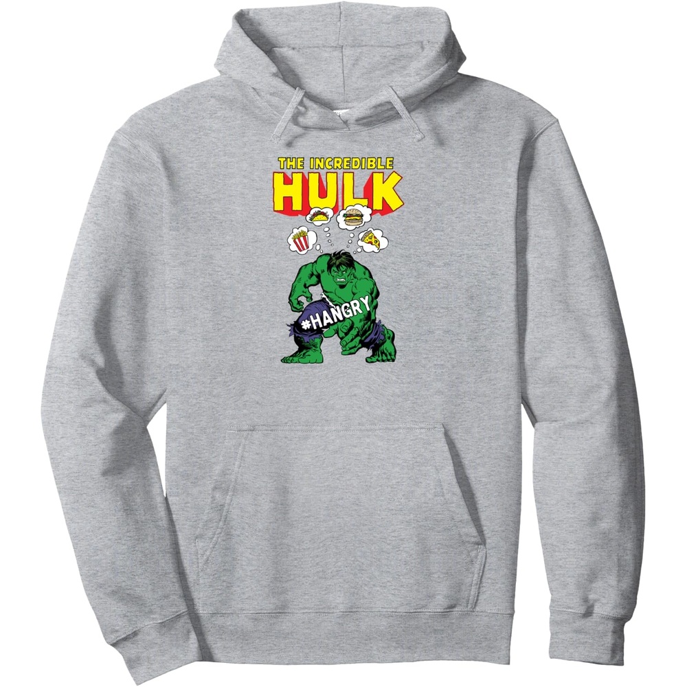 image:imageAmazon Essentials Marvel Avengers The Incredible Hulk Hangry Pullover HoodieHeather Grey