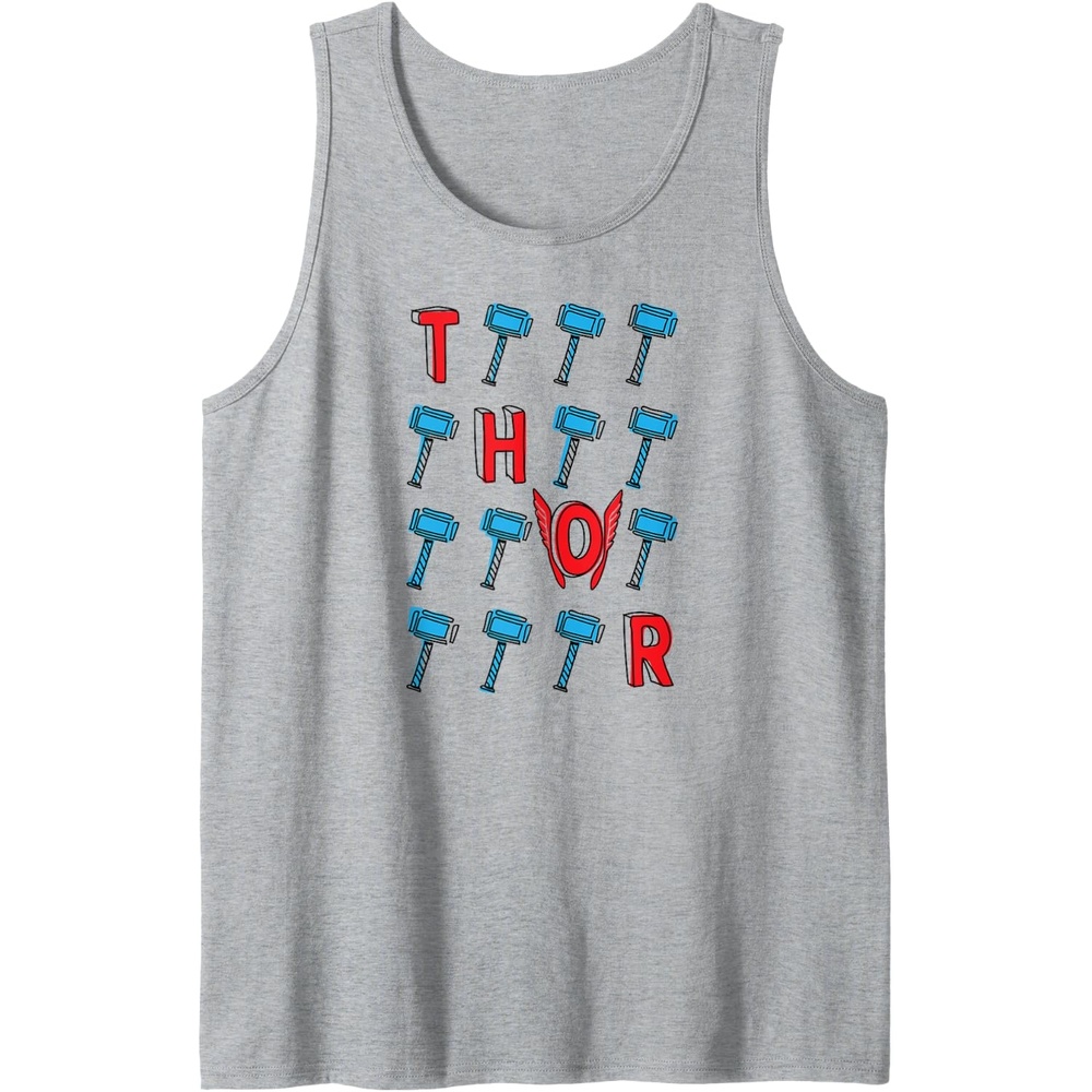 image:imageAmazon Essentials Marvel Avengers Thor Hammer Grid Tank TopHeather Grey