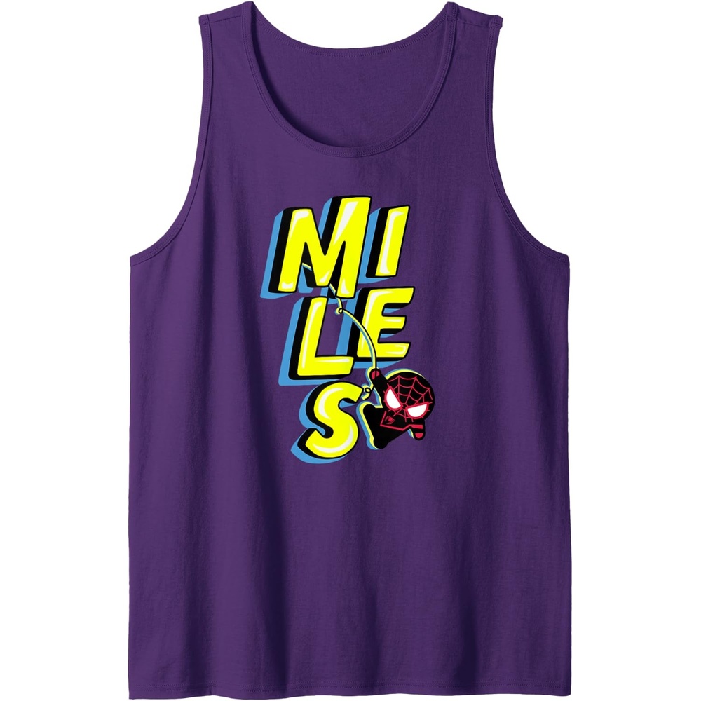 image:imageAmazon Essentials Marvel Miles Morales SpiderMan Bold Yellow Name Tank TopPurple