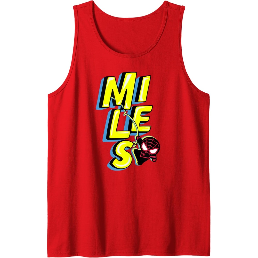 image:imageAmazon Essentials Marvel Miles Morales SpiderMan Bold Yellow Name Tank TopRed