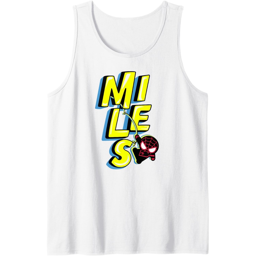 image:imageAmazon Essentials Marvel Miles Morales SpiderMan Bold Yellow Name Tank TopWhite