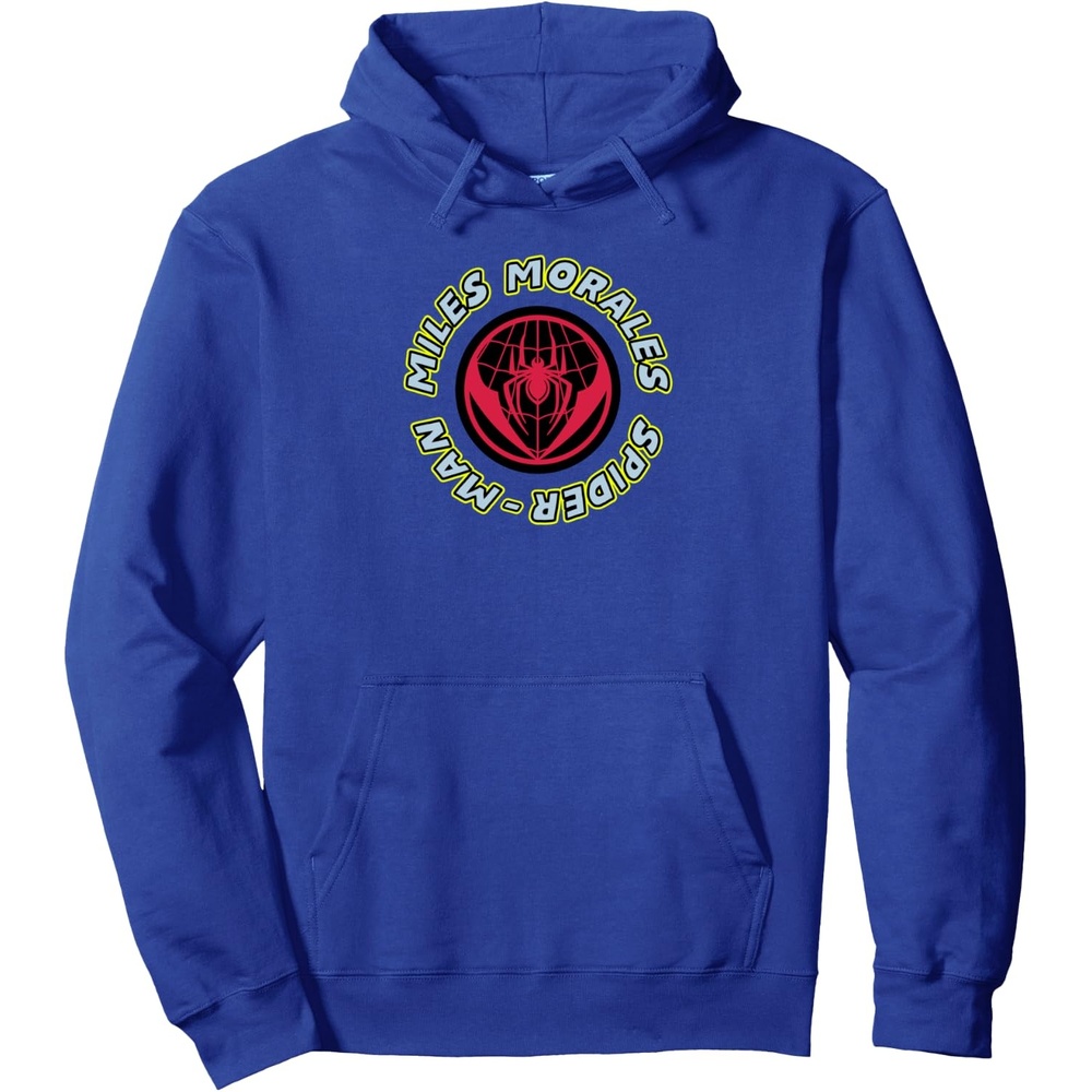 image:imageAmazon Essentials Marvel Miles Morales SpiderMan Circular Logo Pullover HoodieRoyal Blue