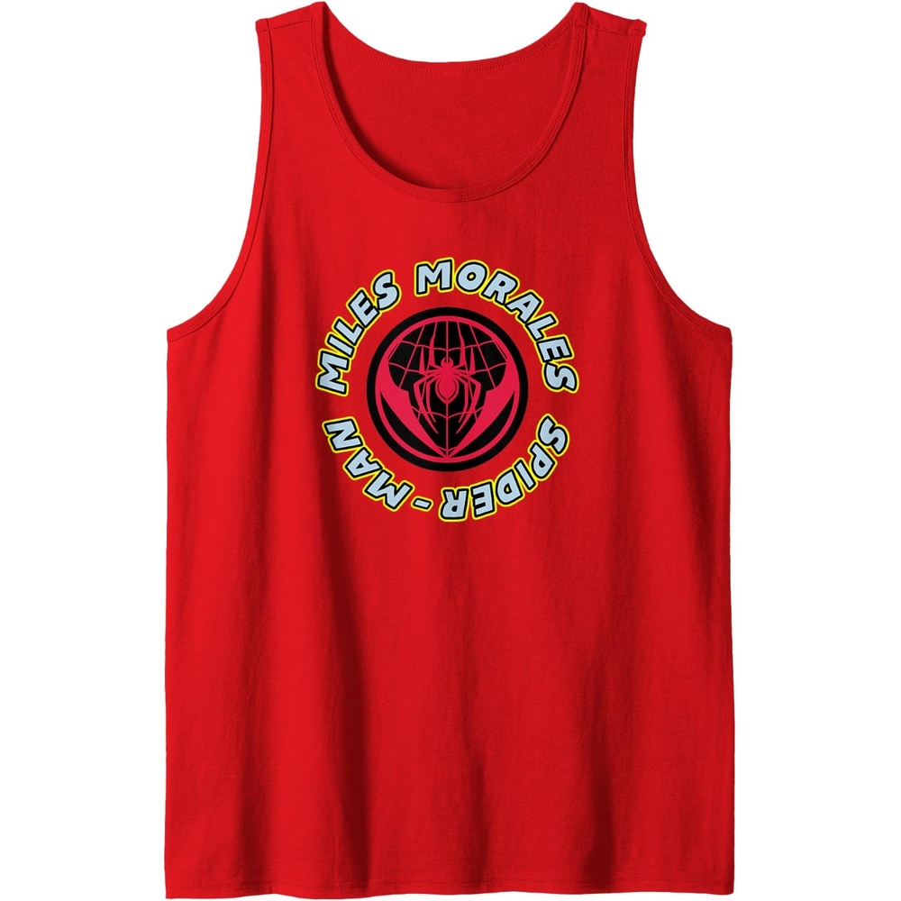 image:imageAmazon Essentials Marvel Miles Morales SpiderMan Circular Logo Tank TopRed