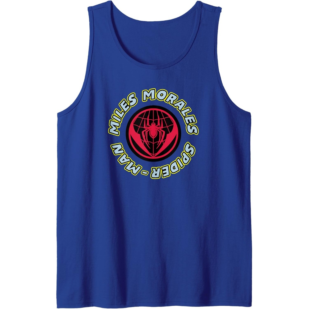 image:imageAmazon Essentials Marvel Miles Morales SpiderMan Circular Logo Tank TopRoyal Blue
