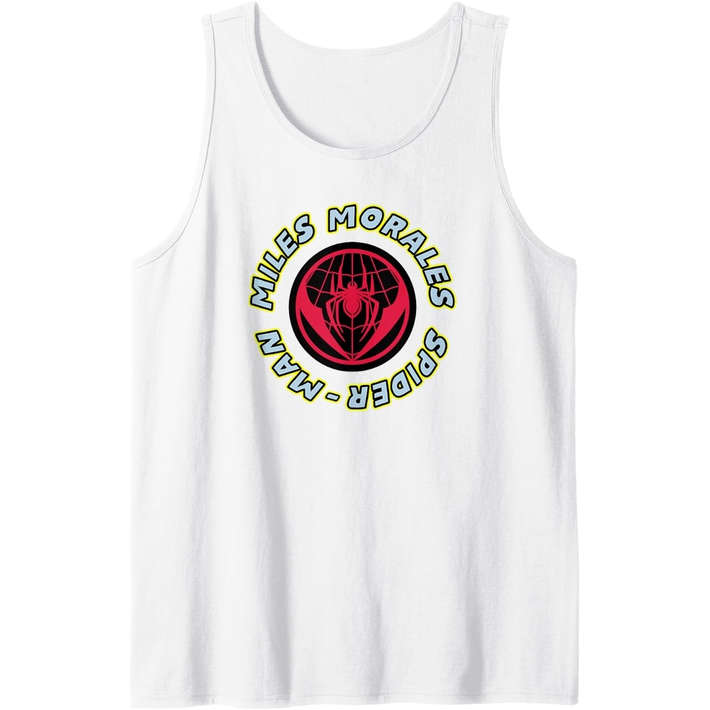 image:imageAmazon Essentials Marvel Miles Morales SpiderMan Circular Logo Tank TopWhite