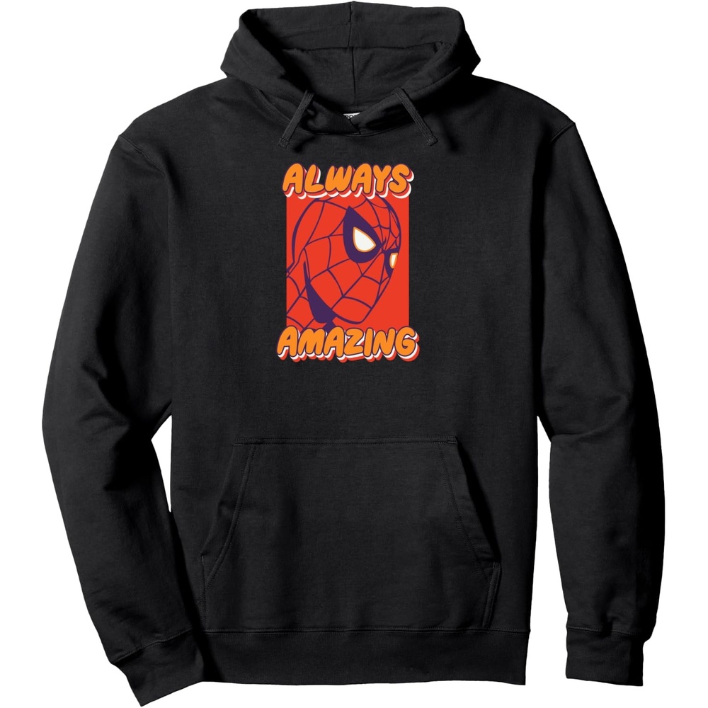 image:imageAmazon Essentials Marvel SpiderMan Always Amazing Boxed Portrait Pullover HoodieBlack