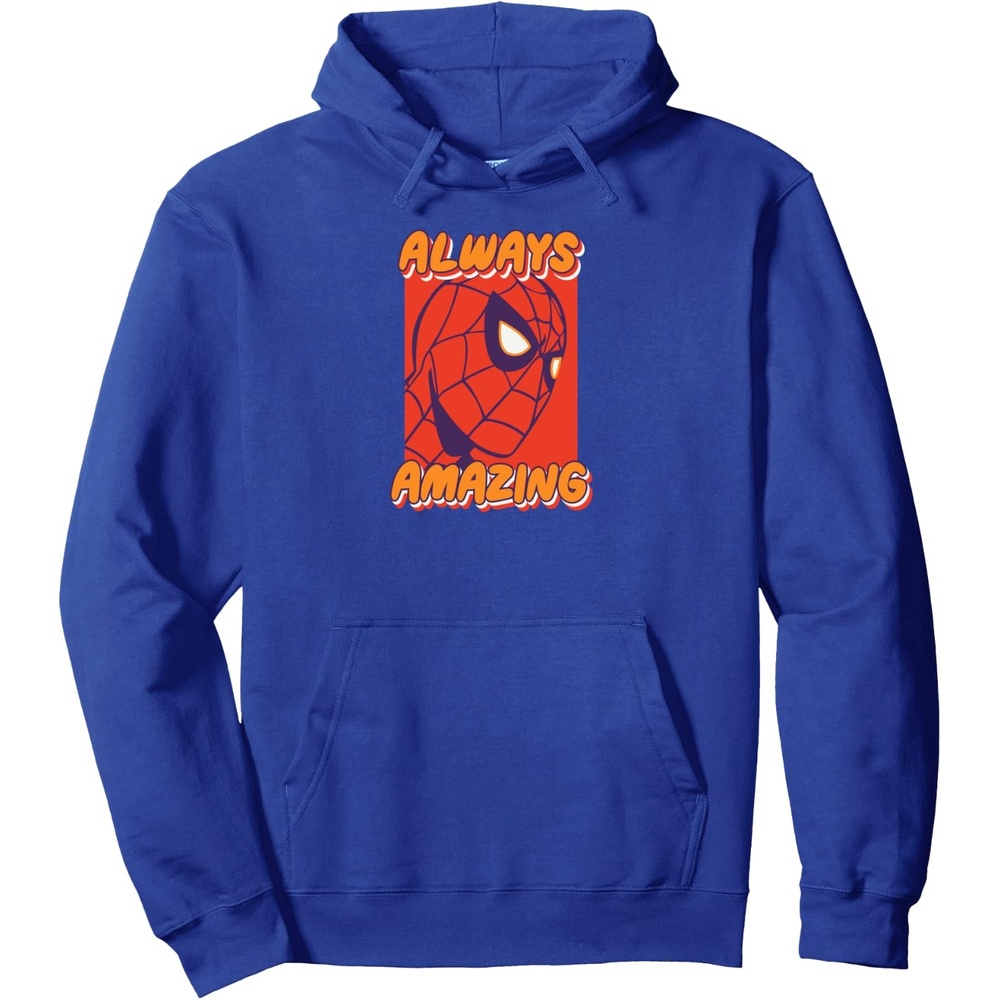 image:imageAmazon Essentials Marvel SpiderMan Always Amazing Boxed Portrait Pullover HoodieRoyal Blue