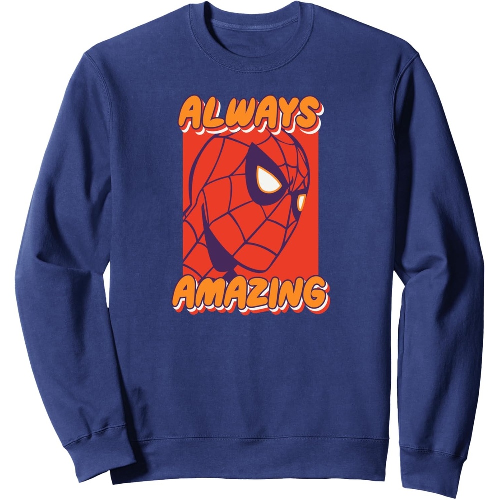 image:imageAmazon Essentials Marvel SpiderMan Always Amazing Boxed Portrait SweatshirtNavy Blue