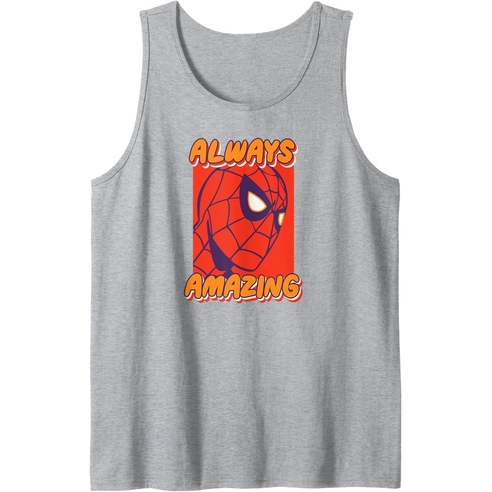 image:imageAmazon Essentials Marvel SpiderMan Always Amazing Boxed Portrait Tank TopHeather Grey