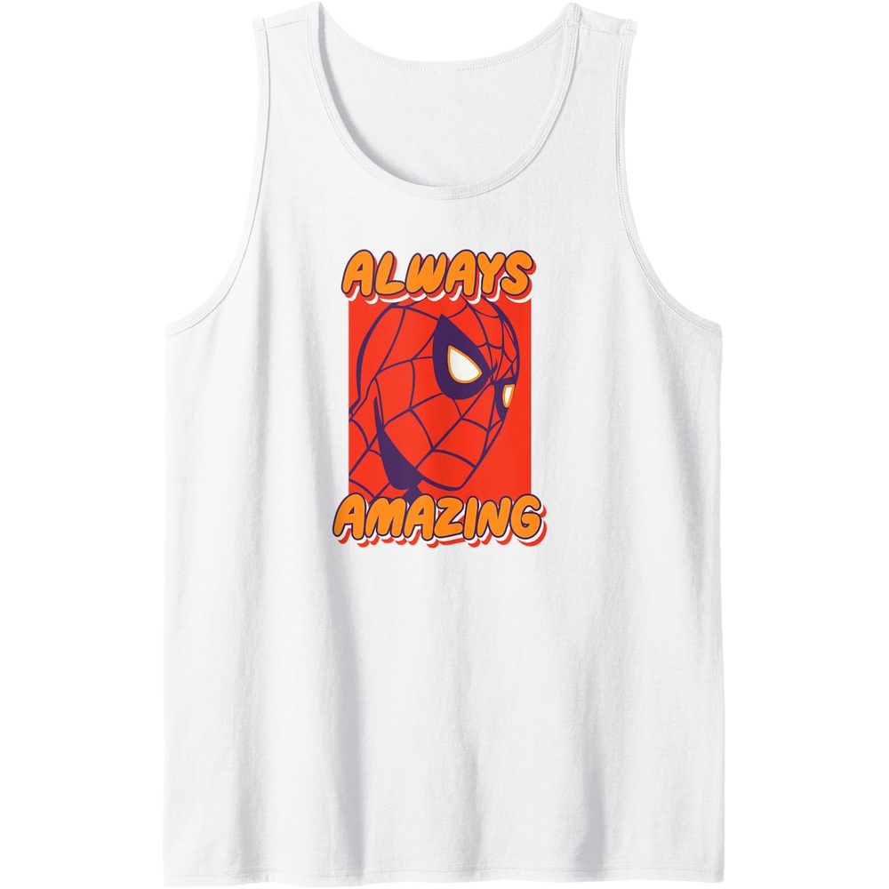 image:imageAmazon Essentials Marvel SpiderMan Always Amazing Boxed Portrait Tank TopWhite