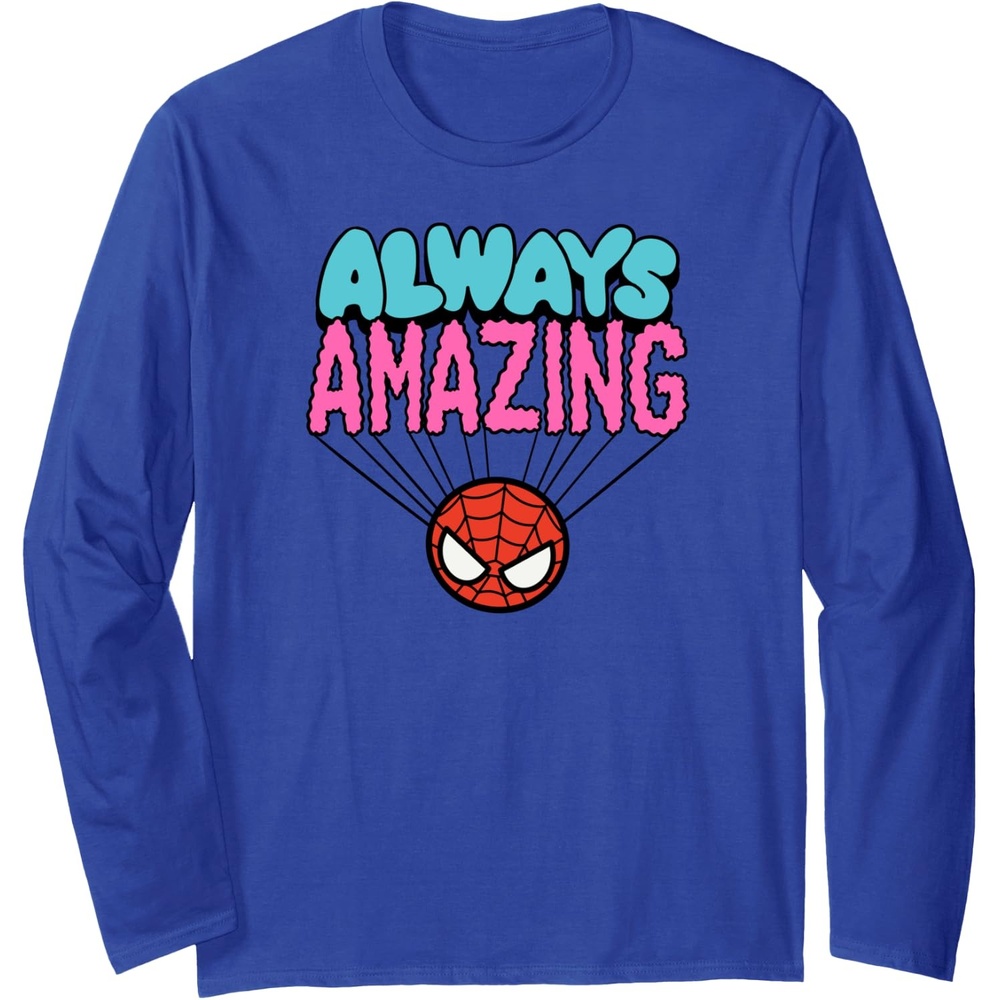 image:imageAmazon Essentials Marvel SpiderMan Doodle Always Amazing Long Sleeve TShirtRoyal Blue