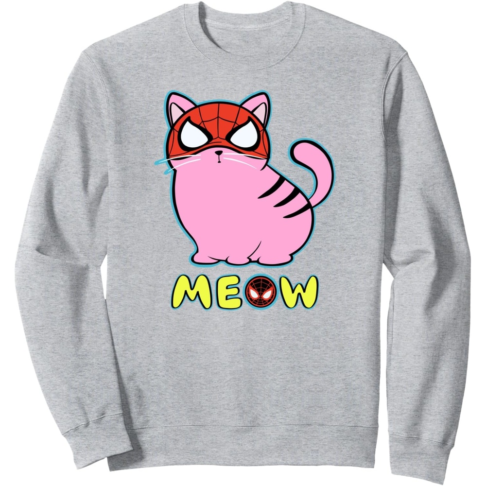 image:imageAmazon Essentials Marvel SpiderMan Miles Morales Cat with Mask Meow SweatshirtHeather Grey