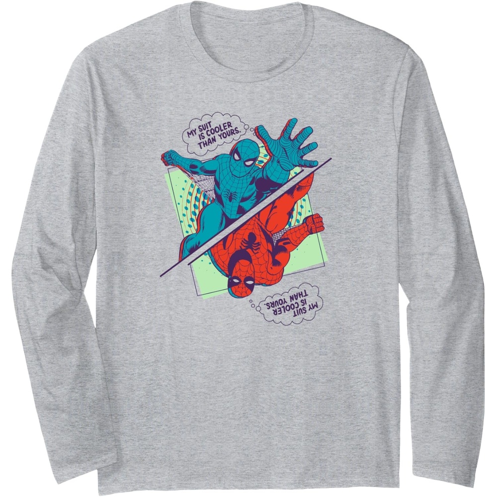 image:imageAmazon Essentials Marvel SpiderMan My Suit Is Cooler Than Yours Long Sleeve TShirtHeather Grey