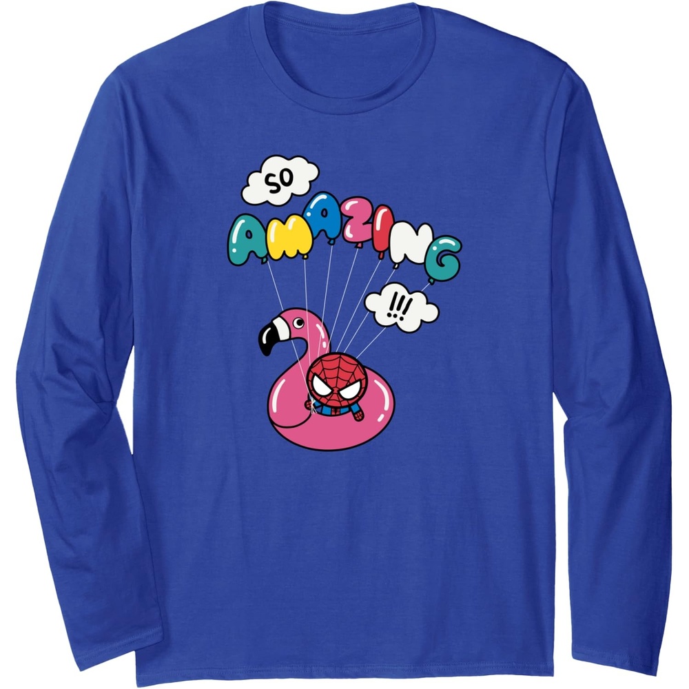 image:imageAmazon Essentials Marvel SpiderMan in a Pool Floatie So Amazing Long Sleeve TShirtRoyal Blue