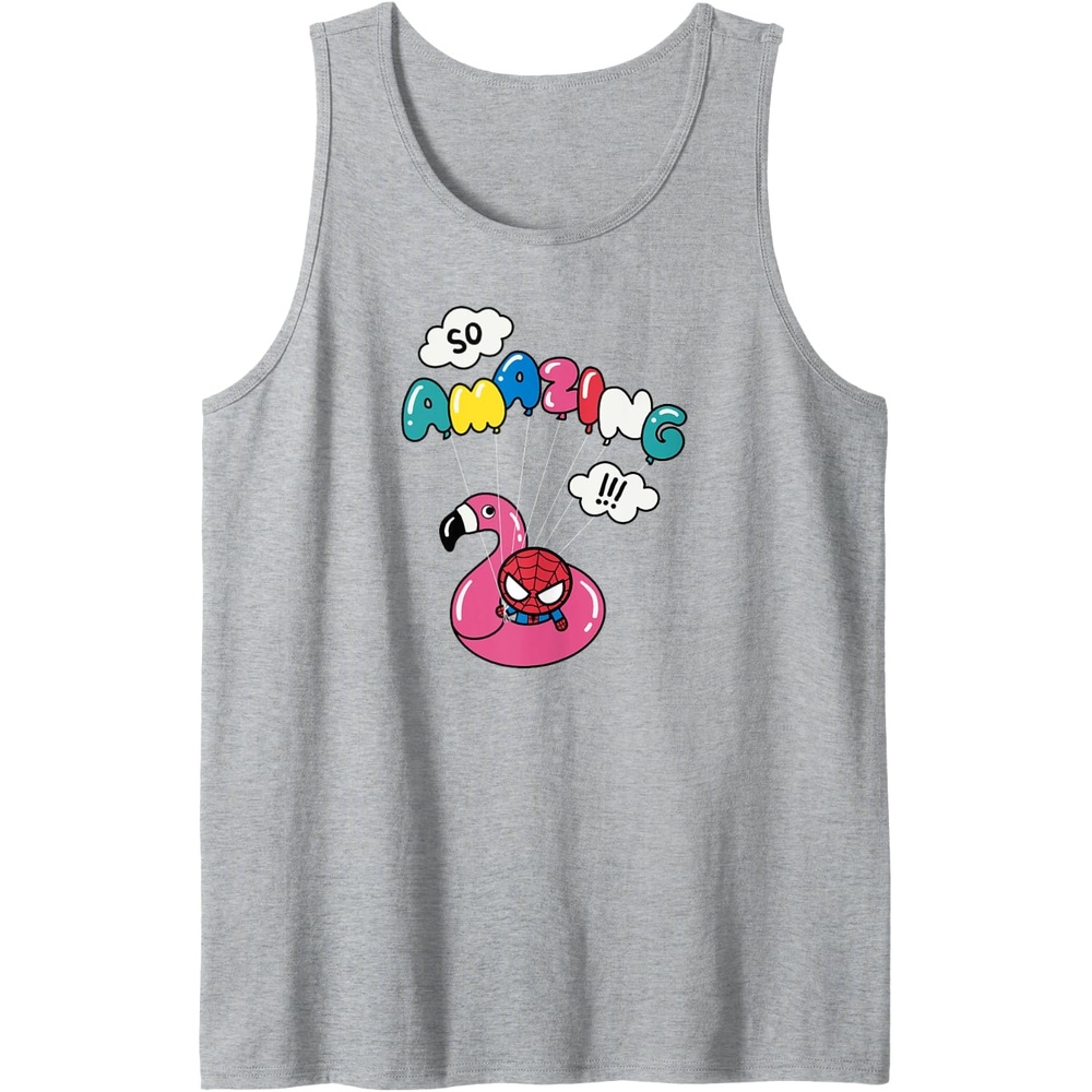 image:imageAmazon Essentials Marvel SpiderMan in a Pool Floatie So Amazing Tank TopHeather Grey
