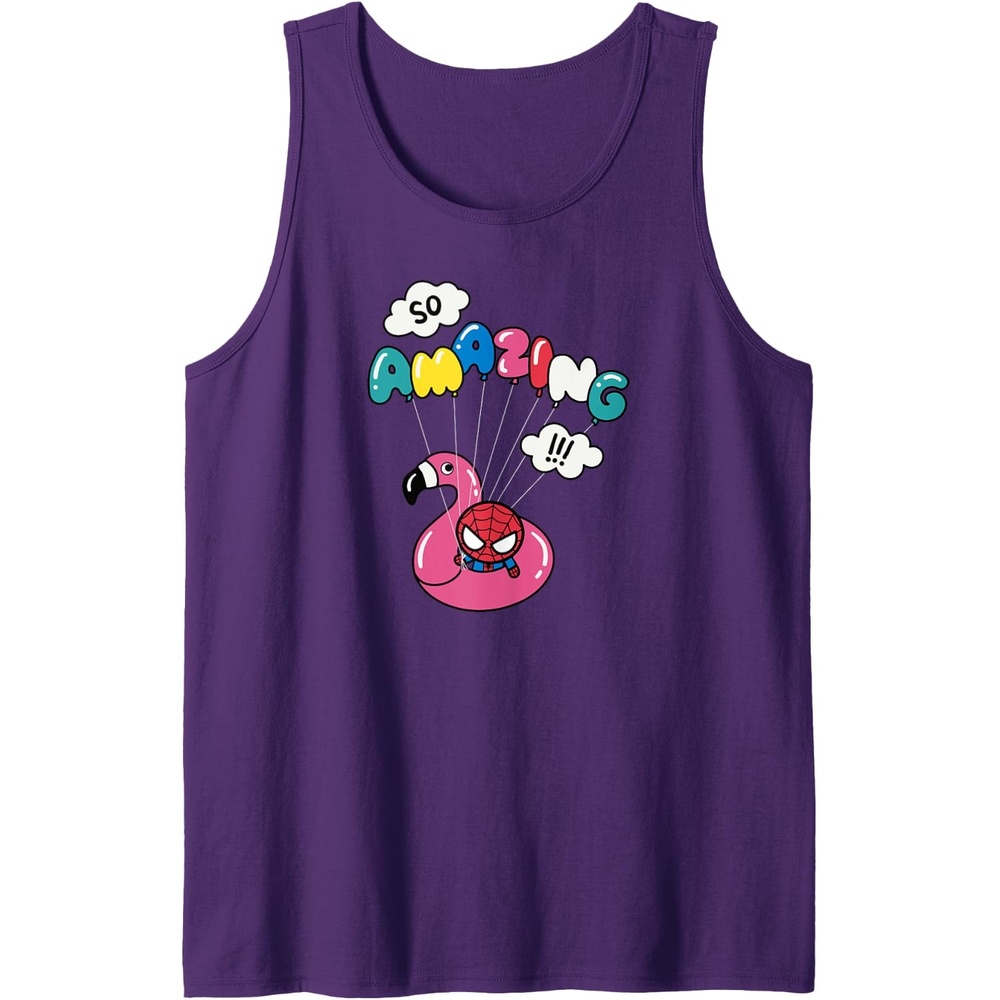 image:imageAmazon Essentials Marvel SpiderMan in a Pool Floatie So Amazing Tank TopPurple