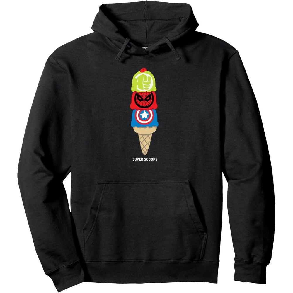 image:imageAmazon Essentials Marvel Super Heroes Ice Cream Cone Super Scoops Pullover HoodieBlack