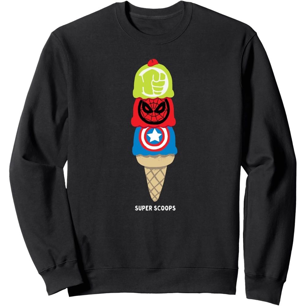 image:imageAmazon Essentials Marvel Super Heroes Ice Cream Cone Super Scoops SweatshirtBlack