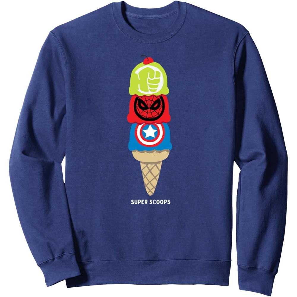 image:imageAmazon Essentials Marvel Super Heroes Ice Cream Cone Super Scoops SweatshirtNavy Blue
