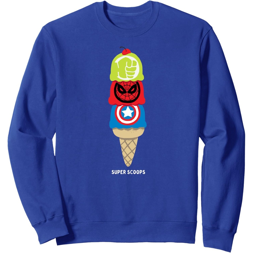 image:imageAmazon Essentials Marvel Super Heroes Ice Cream Cone Super Scoops SweatshirtRoyal Blue