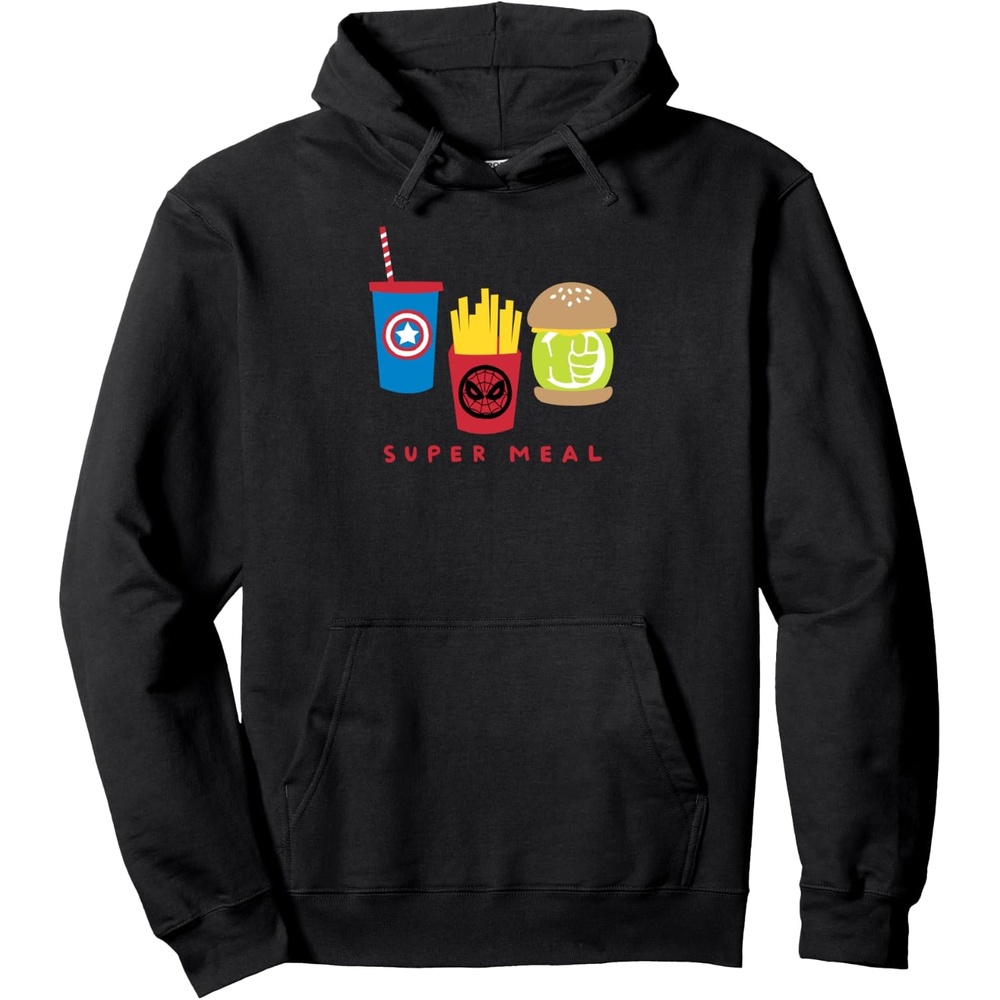 image:imageAmazon Essentials Marvel Super Heroes Super Meal Burger and Fries Pullover HoodieBlack