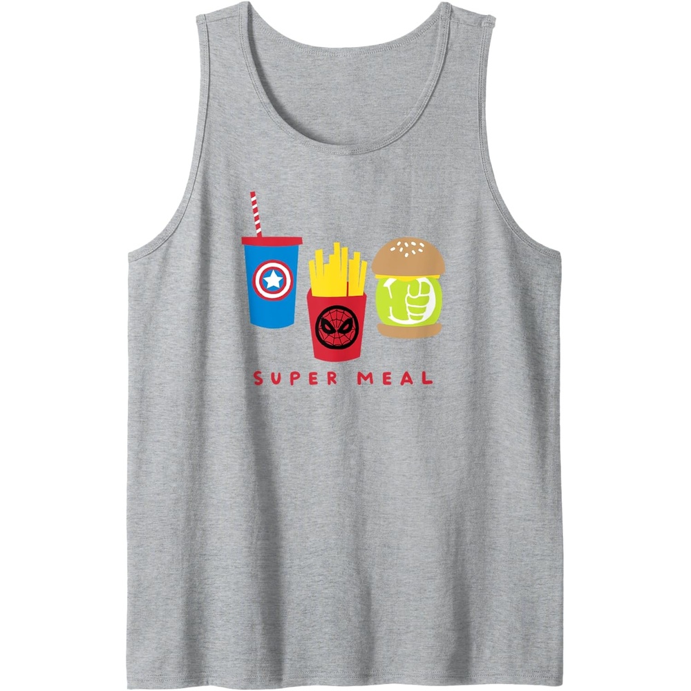 image:imageAmazon Essentials Marvel Super Heroes Super Meal Burger and Fries Tank TopHeather Grey