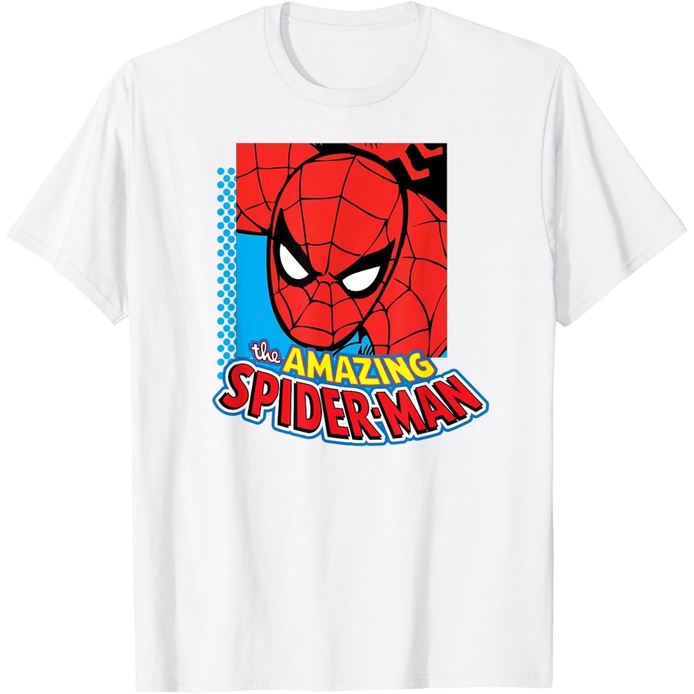 image:imageAmazon Essentials Mens MARVEL THE AMAZING SPIDERMAN LOGO PORTRAIT TShirt White SmallWhite
