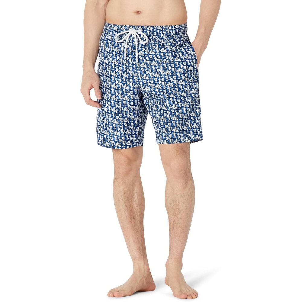 image:imageAmazon Essentials Mens Mens 9 QuickDry Lightweight Breathable Swim Trunk with Mesh LinerNavy White Posey Floral