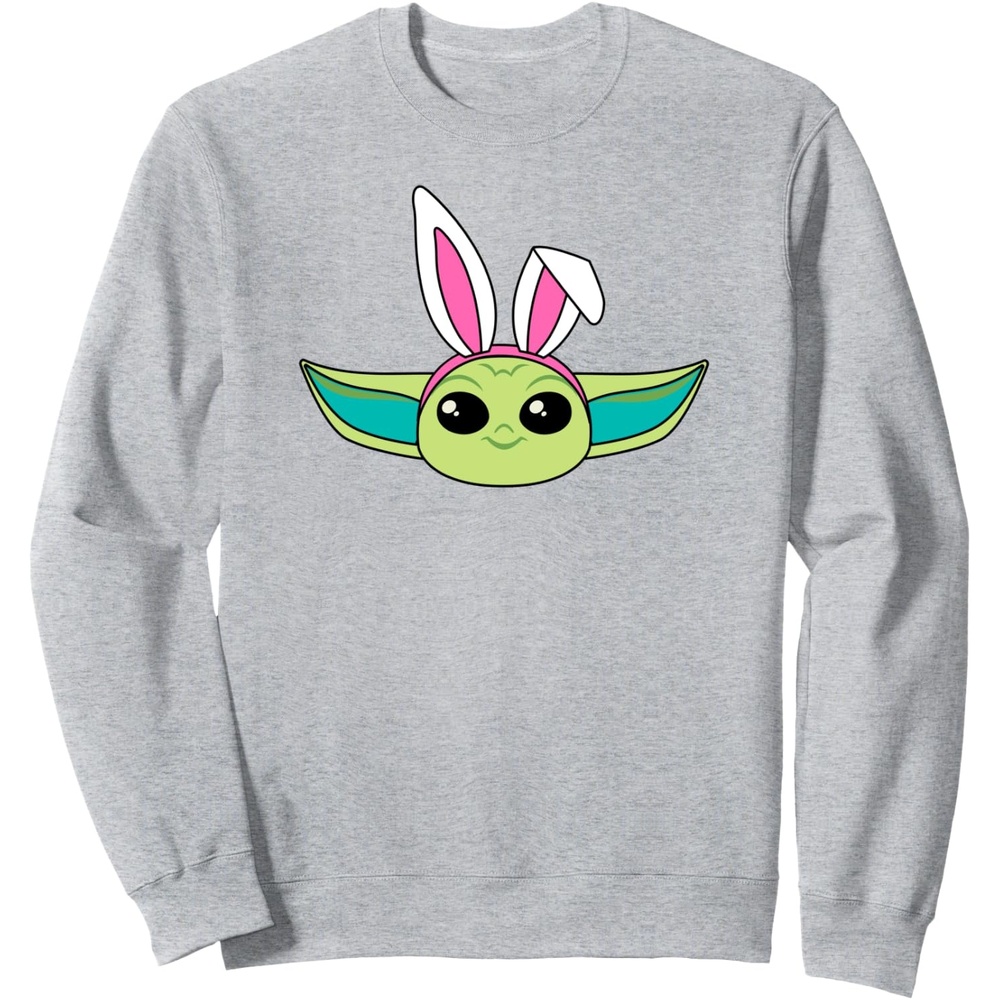 image:imageAmazon Essentials The Mandalorian Grogu Spring Easter Bunny Ears SweatshirtHeather Grey