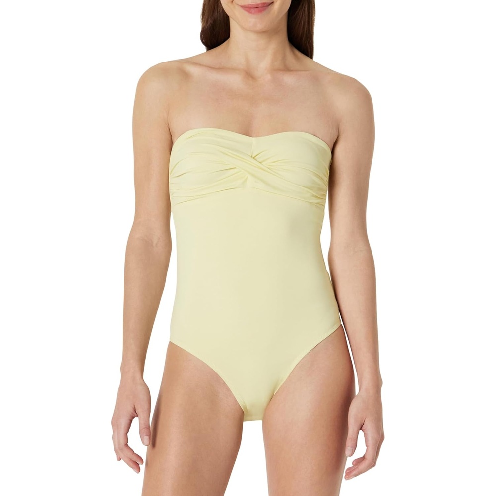 image:imageAmazon Essentials Womens Bandeau One Piece SwimsuitLight Yellow