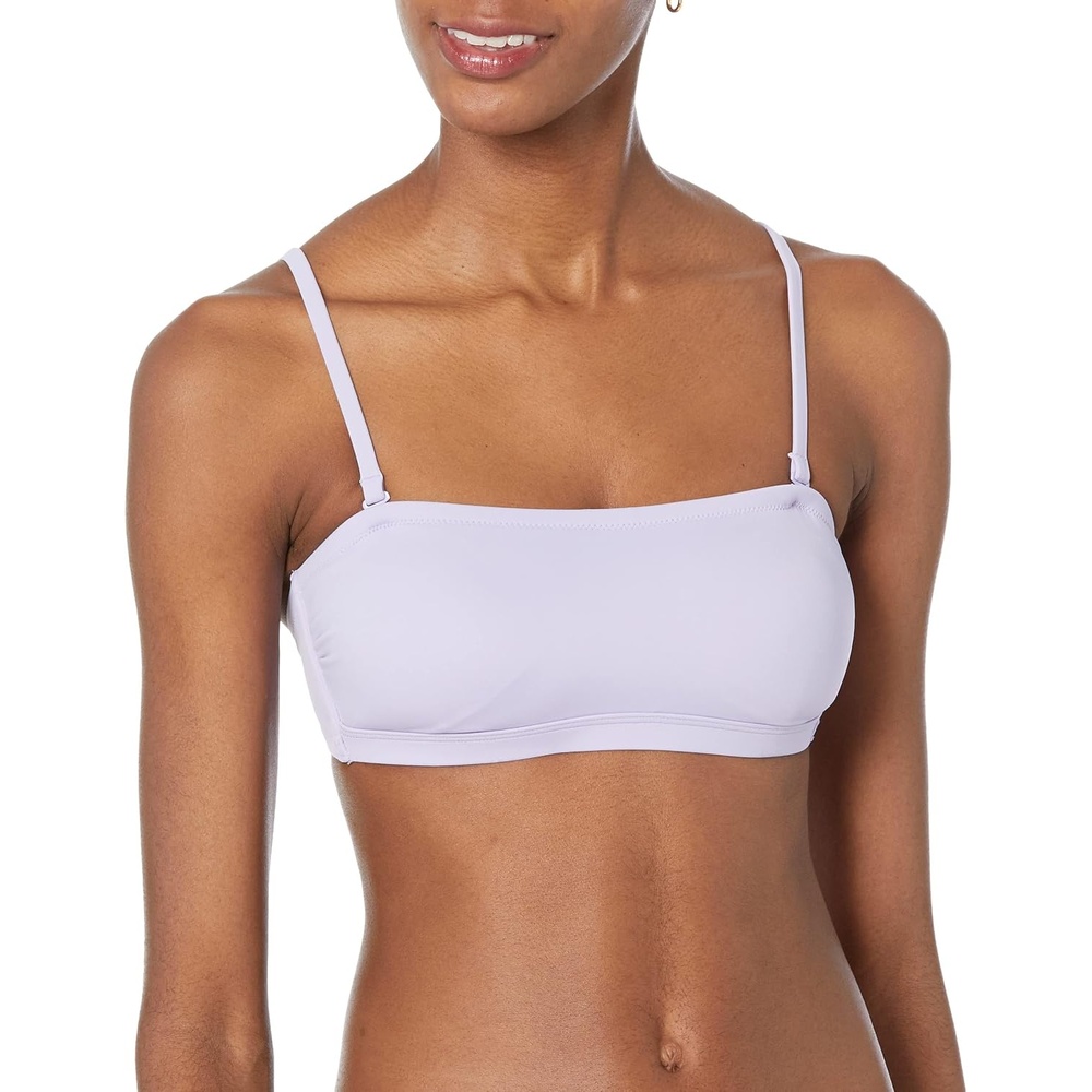 image:imageAmazon Essentials Womens Bandeau Swim Top with Removable Straps Mesh Liner Hook FastenerLavender