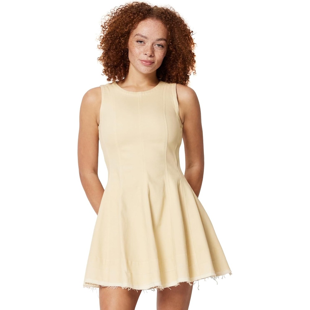 image:imageAmazon Essentials Womens Fit amp Flare Denim Mini DressEcru