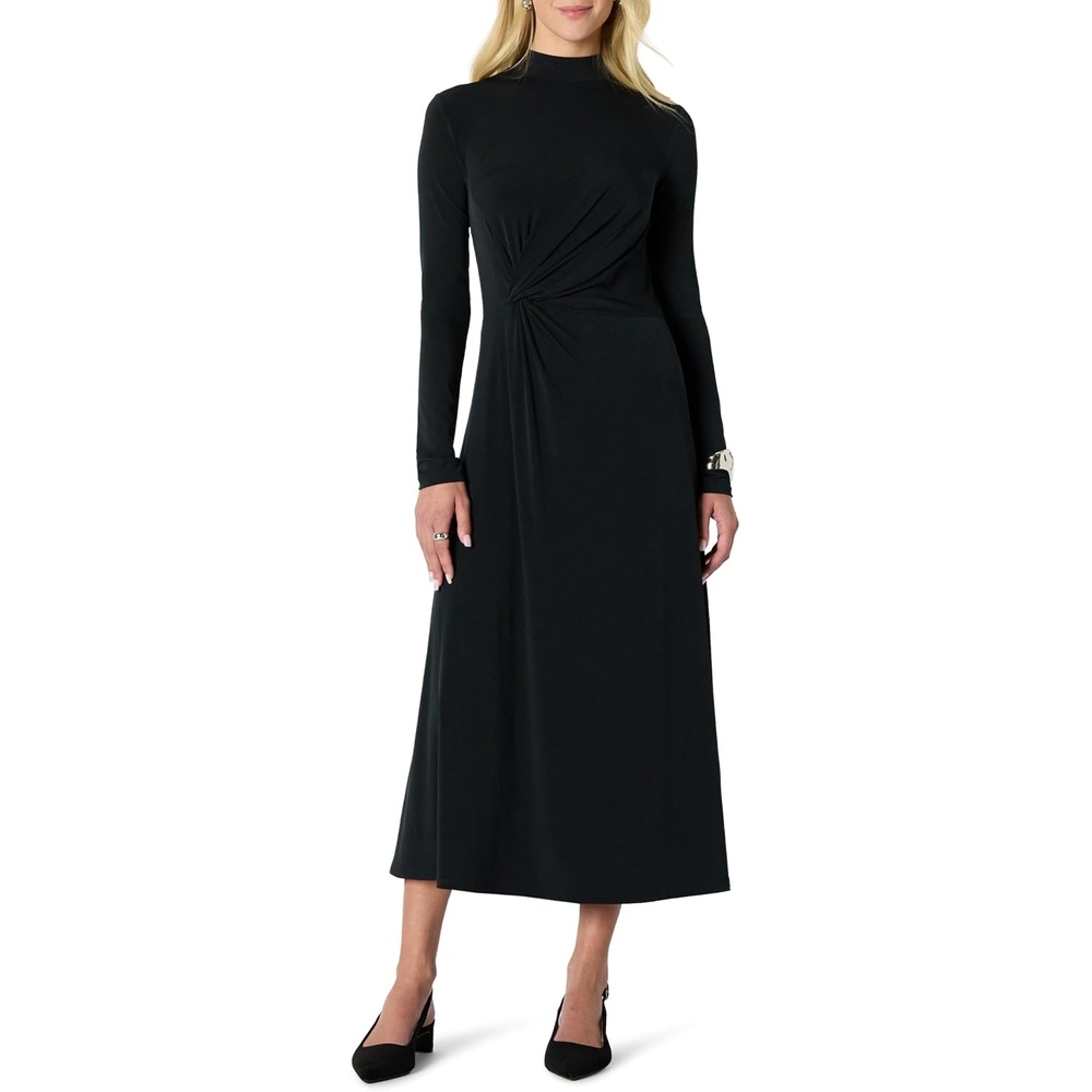 image:imageAmazon Essentials Womens Fit and Flare Jersey LongSleeved Maxi DressBlack