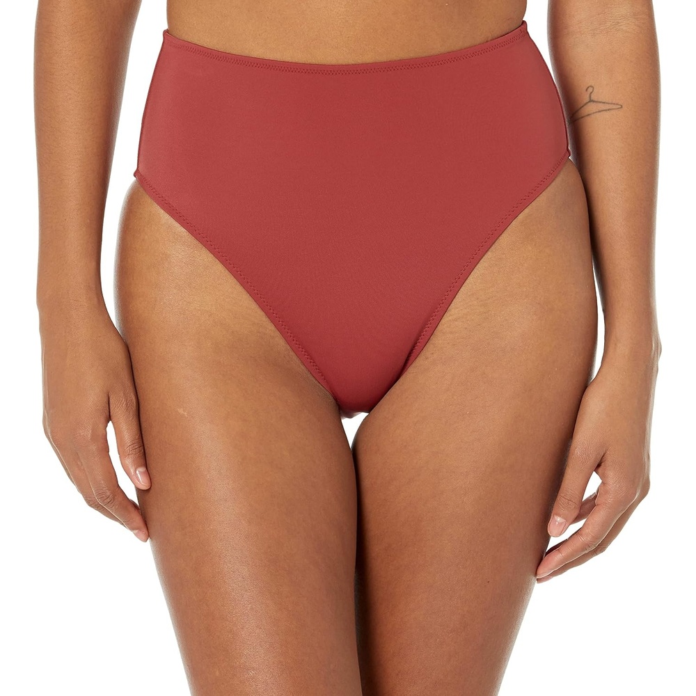 image:imageAmazon Essentials Womens High Waist High Leg Bikini BottomBrick Red