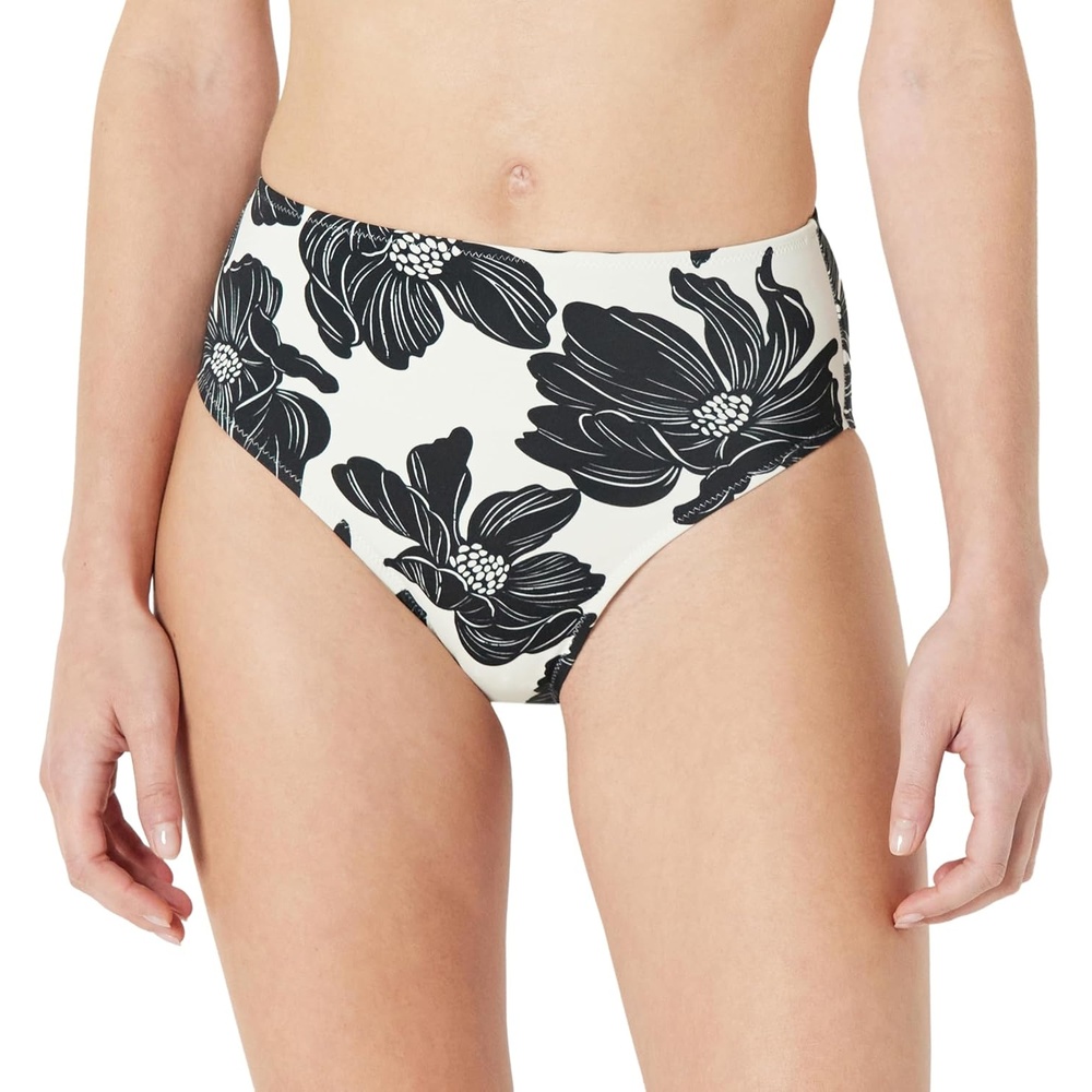 image:imageAmazon Essentials Womens High Waist High Leg Bikini BottomCream Black Floral