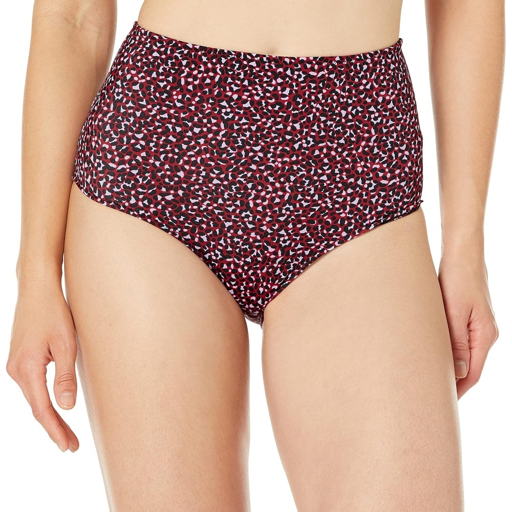 image:imageAmazon Essentials Womens High Waist Swim Bottom Available in Plus SizeBrick Red Leopard