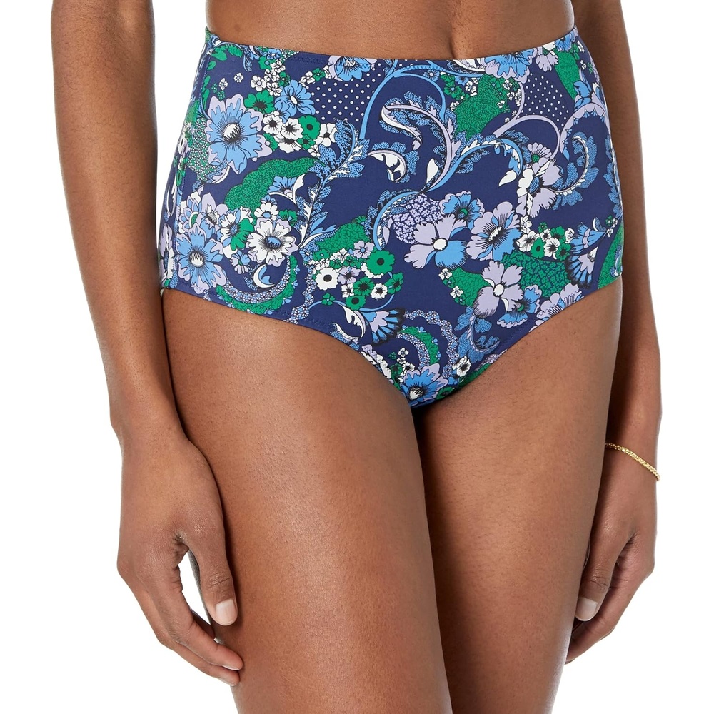 image:imageAmazon Essentials Womens High Waist Swim Bottom Available in Plus SizeDeep Blue Paisley